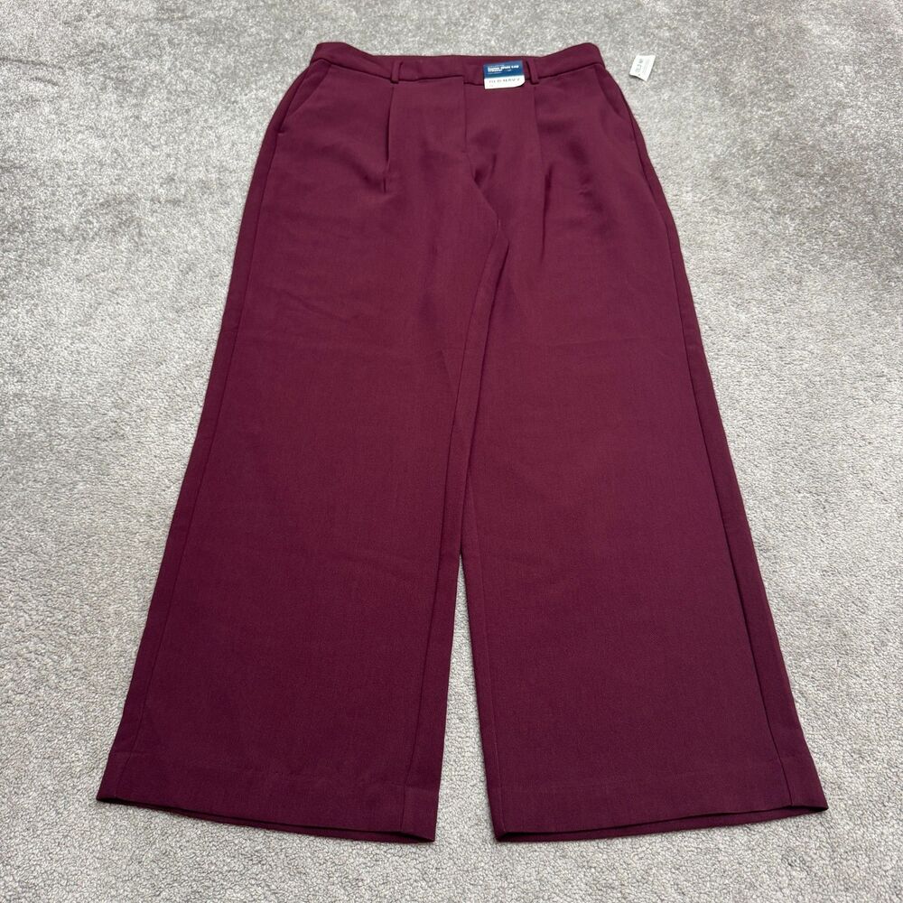 Old Navy Taylor Wide Leg Trouser Pants Womens 12 Burgundy Extra High Rise Slacks